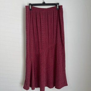 New Click Color Me Cotton Burgundy Elastic Waist Maxi Pleat Skirt